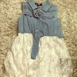 Girls Denim Lace dress